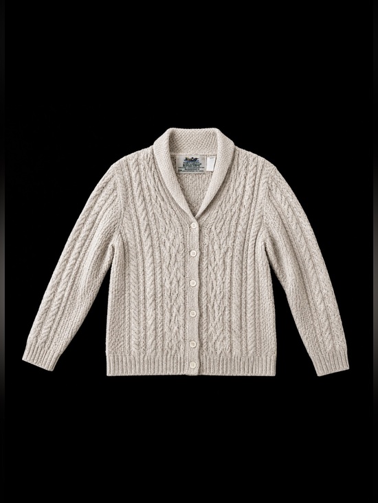 Parkhurst Sweaters - Parkhurst Northern Reflections Cable Knit Cardigan Sweater Shawl Collar Cream